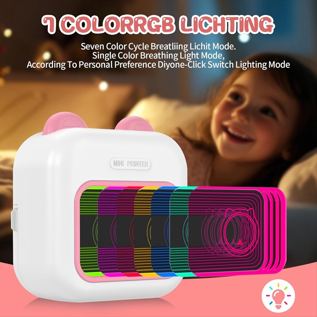 Mini Sticker Printer RGB Light - Mini Pocket Thermal Printer Paper Roll review and price