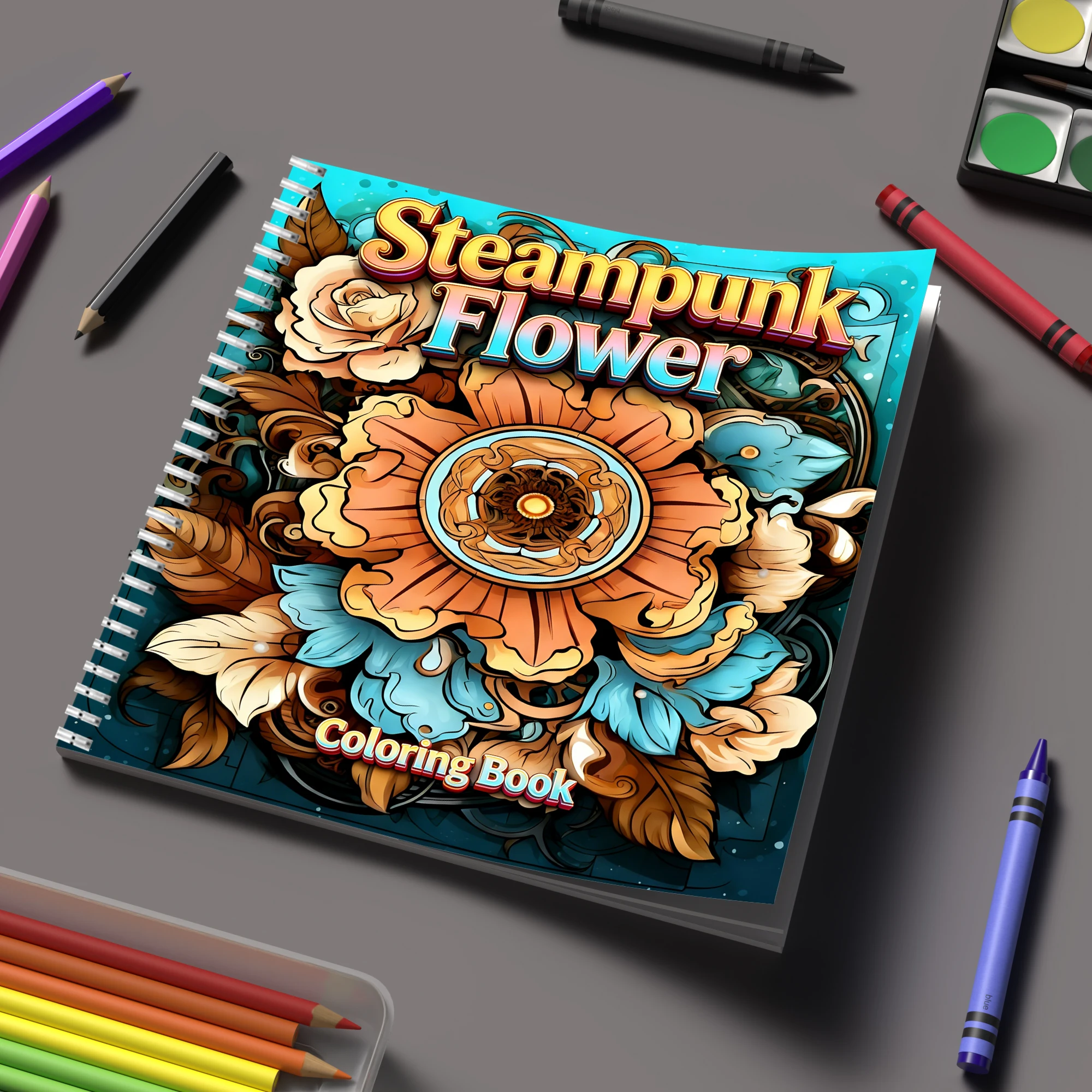 Coloring Book Steampunk Flower - Adult Coloring Book Stress Relief review and price