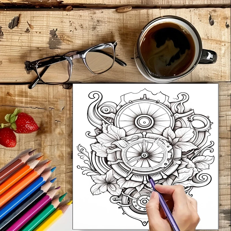 Coloring Book Steampunk Flower - Adult Coloring Book Stress Relief review and price